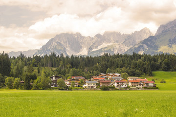 Fototapeta na wymiar a beautiful view of the austrian alps and Oberndorf in Tirol