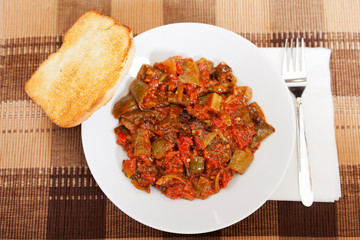 Fried eggplants with tomato sauce