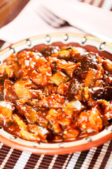 Fried eggplants with tomato sauce