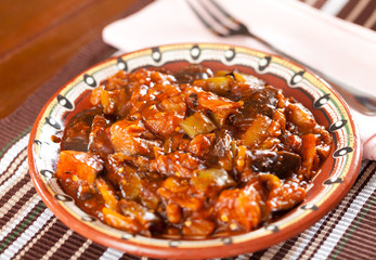 Fried eggplants with tomato sauce