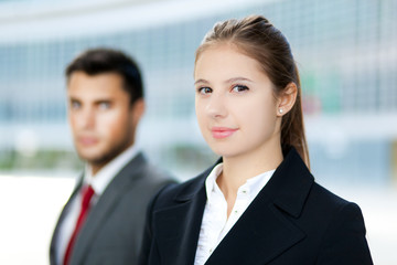 Two business partners sitting outdoor