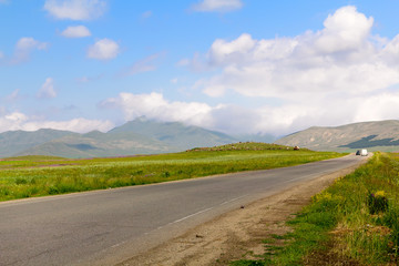 Asphalt road in a mountain valley