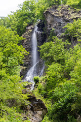 Waterfall in the summer mountains
