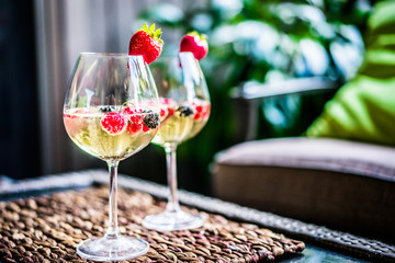 Summer cocktail with fresh berries