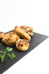 Typical Moroccan and Arabic food isolated on white background