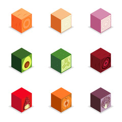 Cubic vegetables set 1