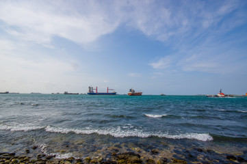 Boats that are on reparation next to the Panama Canal