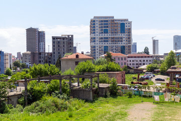 Obraz premium Backyards of modern houses in Batumi. It is 340 kilometres west of Tbilisi, second largest city in Georgia