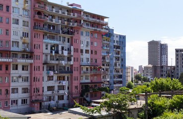 Typical residential high-rise buildings. It is 340 kilometres west of Tbilisi, second largest city in Georgia