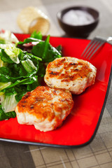 Chicken meatballs with salad