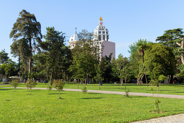 View of the park in front of the Batumi State University and the hotel Sheraton. It is 340 kilometres west of Tbilisi, second largest city in Georgia
