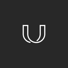 Letter U logo, mockup modern design element, black and white minimal emblem for business card © Sergii Syzonenko