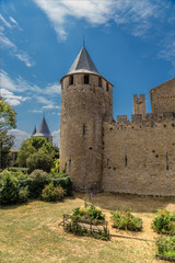 Fototapeta na wymiar Carcassonne, France. One of the towers of the castle Comtal