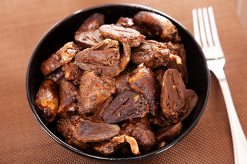 Fried duck hearts