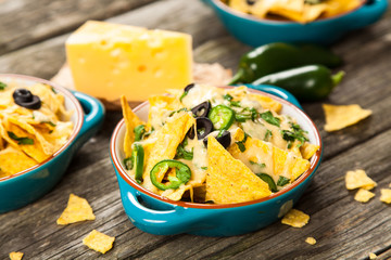 Nachos with melted cheese