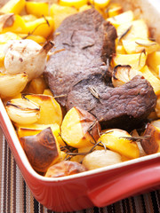 Roasted pork with baked potatos