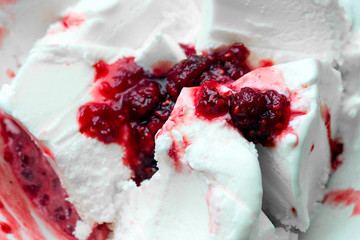Ice cream with raspberry jam