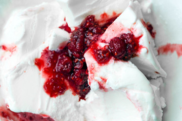 Ice cream with raspberry jam