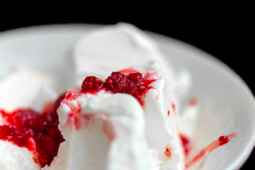 Ice cream with raspberry jam