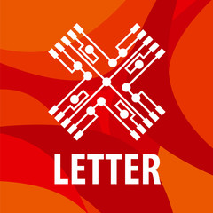 vector logo letter X in the form chip on a red background