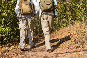 hikers walking in mountain