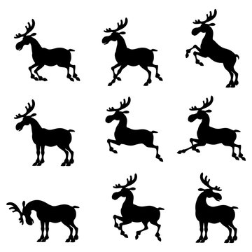 Set silhouette deer