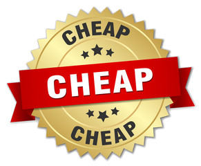 cheap 3d gold badge with red ribbon