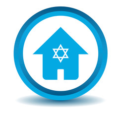 Jewish house icon, blue, 3D