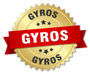 gyros 3d gold badge with red ribbon