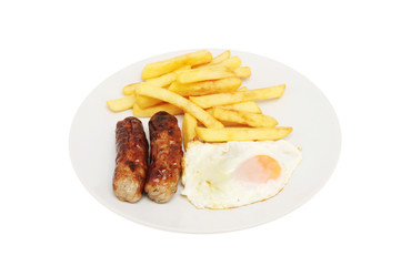 Sausage egg and chips