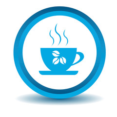 Coffee cup icon, blue, 3D