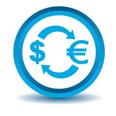Dollar-euro exchange icon, blue, 3D