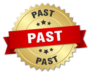 past 3d gold badge with red ribbon