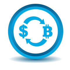 Dollar-bitcoin exchange icon, blue, 3D