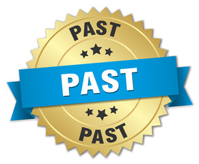 past 3d gold badge with blue ribbon