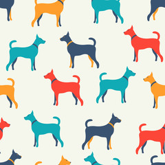 Animal seamless  pattern of dog silhouettes - obrazy, fototapety, plakaty