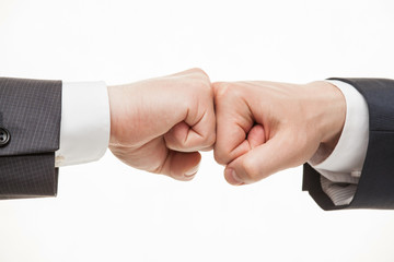 Obraz premium Businessman's hands demonstrating a gesture of a strife