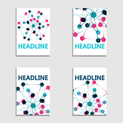 Set of banners dots connected by lines