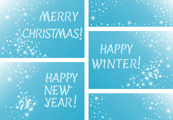 Naklejka na ściany i meble Happy New Year vector blue background with snowflakes
