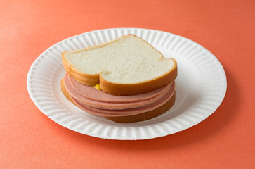 Large bologna sandwich with mustard © Bert Folsom