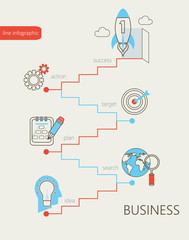 Flat design modern vector illustration infographic outline Business concept.
