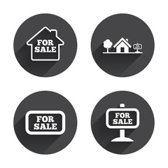 For sale icons. Real estate selling.