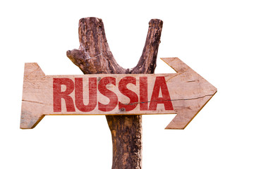 Russia Flag wooden sign isolated on white background