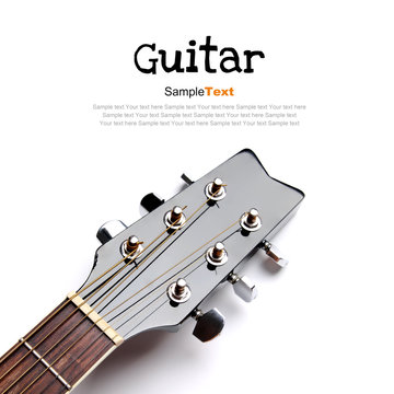 Acoustic guitar head on white background