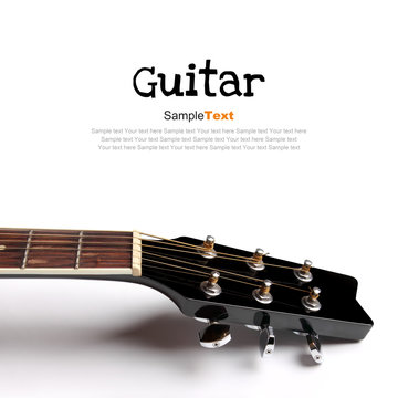 Acoustic guitar head on white background