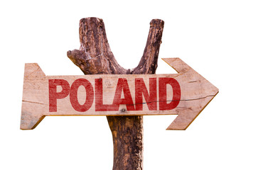Poland wooden sign isolated on white background