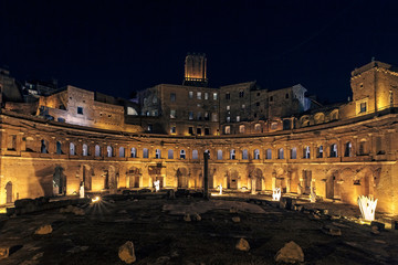 Trajan Forum at night