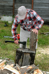 man chopping wood