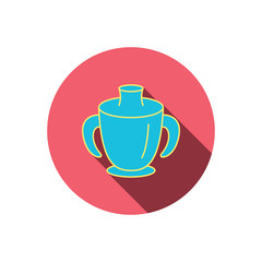 Toddler spout cup icon. Baby mug sign.