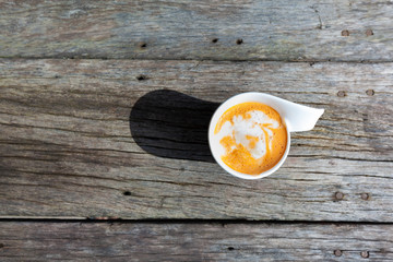 cup of coffee,milk tea in wooden table background idea concept design